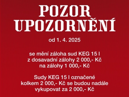 Změna Zálohy na Sudy KEG 15 L od 1. 4. 2025